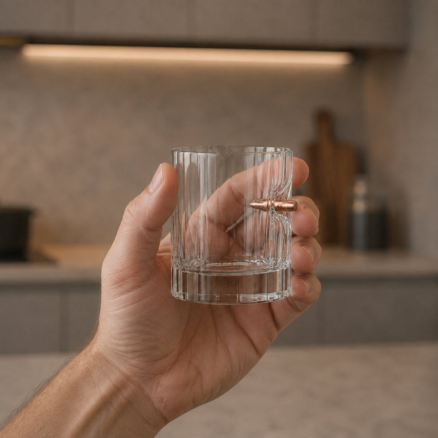 Crystal glass with bullet