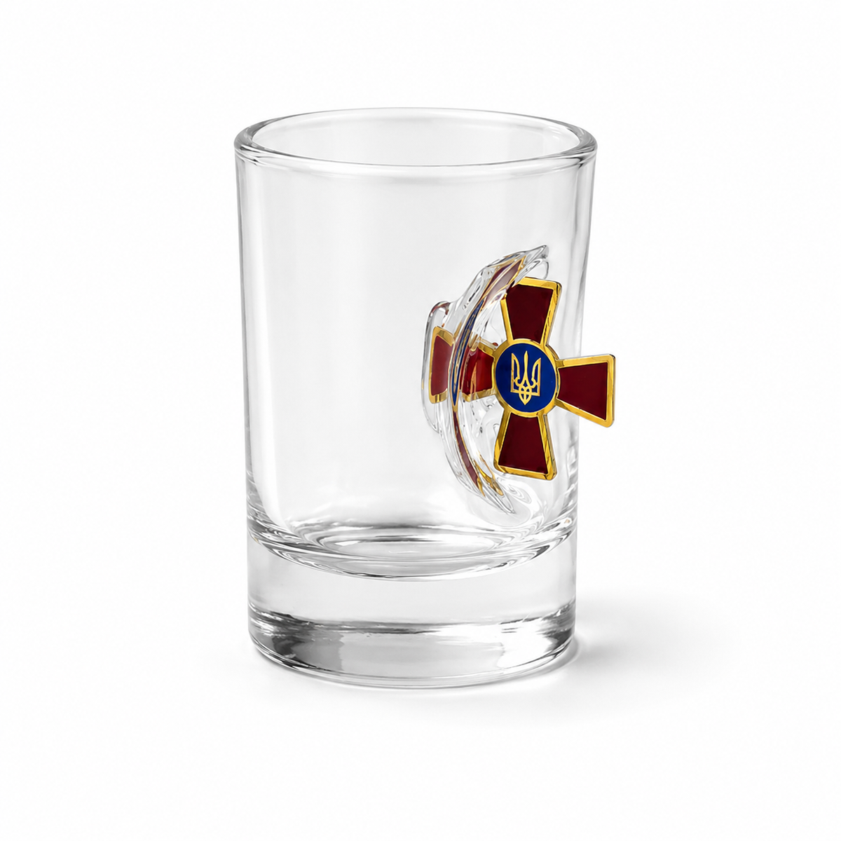 VSKLO Ukrainian Forces and Services shot glass for spirits in a patriotic theme