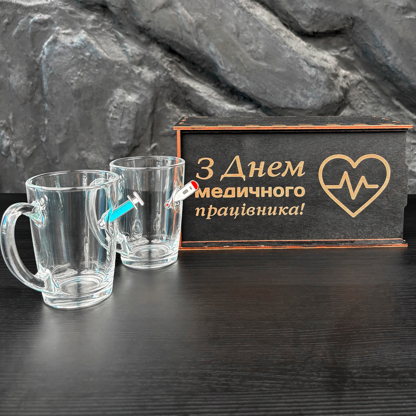 Набір на 2 чашки  (шприц, градусник)