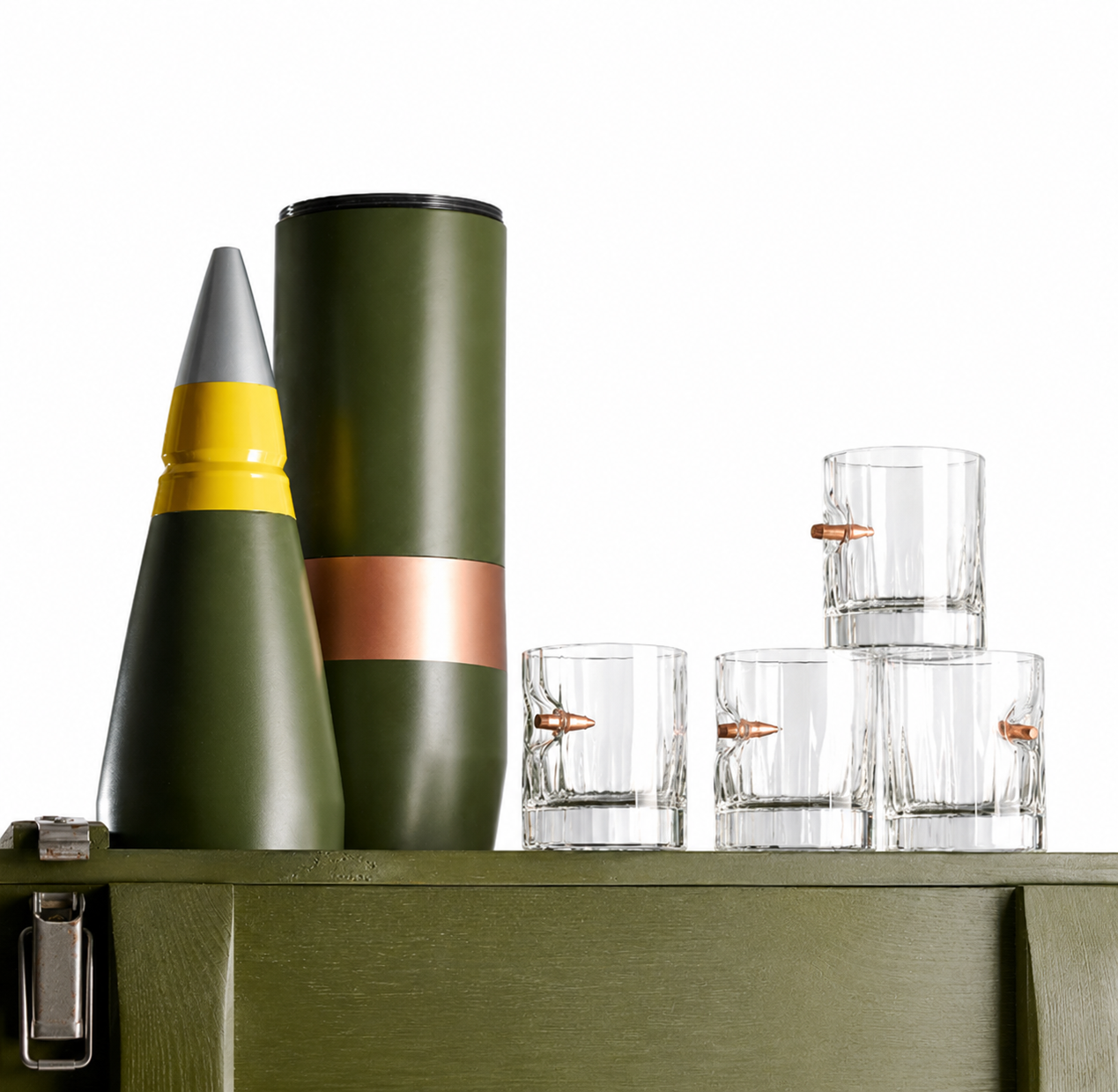 Replica Artillery Mini-Bar 155 mm з 4 кришталевими склянками з кулями — додаткове фото 1 | VSKLO