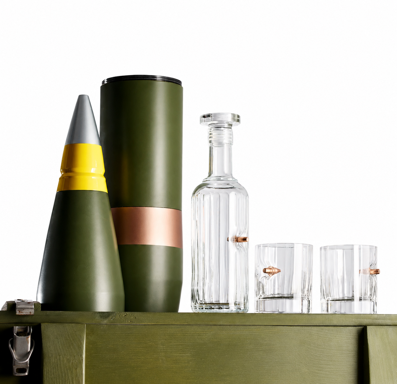 Подарунковий набір «Replica Artillery Mini-Bar 155 mm» — кришталевий графин і 2 склянки з кулями від VSKLO — фото 3, артикул 11213