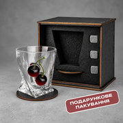 Kristall-Whiskyglas mit Kirsch-Einsatz — handgefertigtes Geschenk