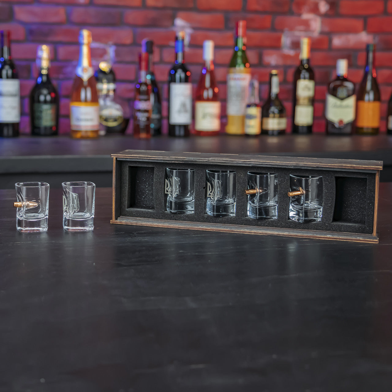 Square Shot Glass Set (Bullet Insert + Coat of Arms) + Packaging | VSKLO #5672
