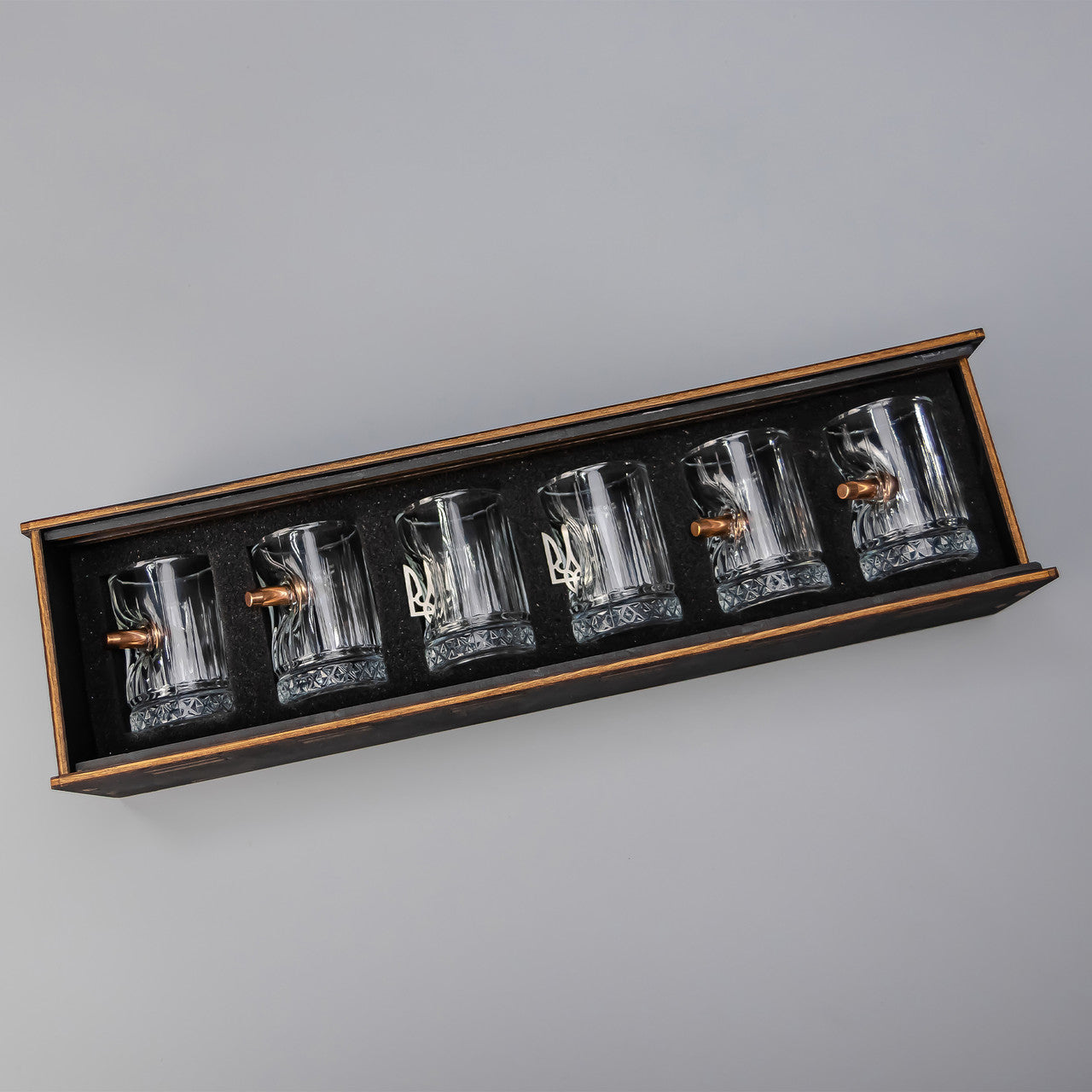 Faceted Shot Glass Set ribbed base (Bullet Insert + Coat of Arms) + Packaging | VSKLO #5574
