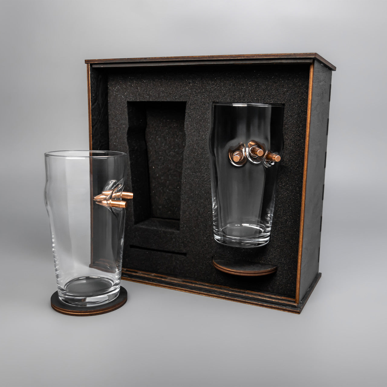 Set of 2 Beer Glasses (with Three Bullet Inserts) | VSKLO #3445