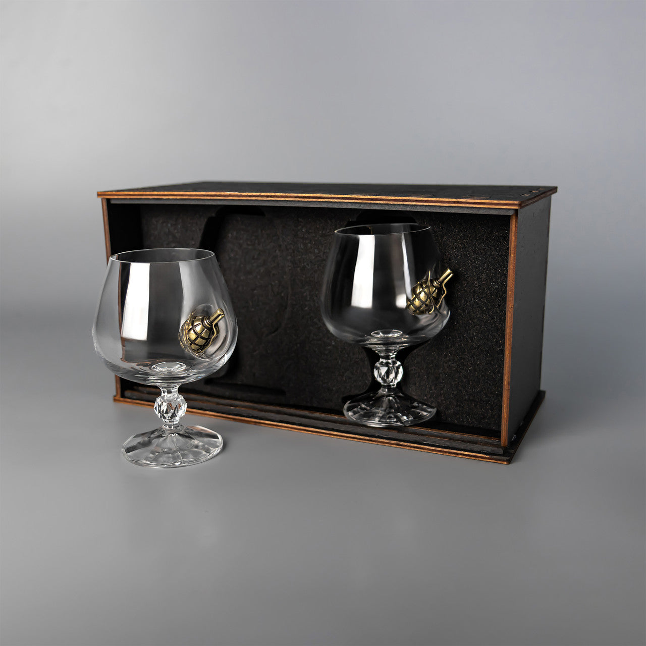 Set of 2 cognac glasses (with Grenade Inserts) | VSKLO #4650
