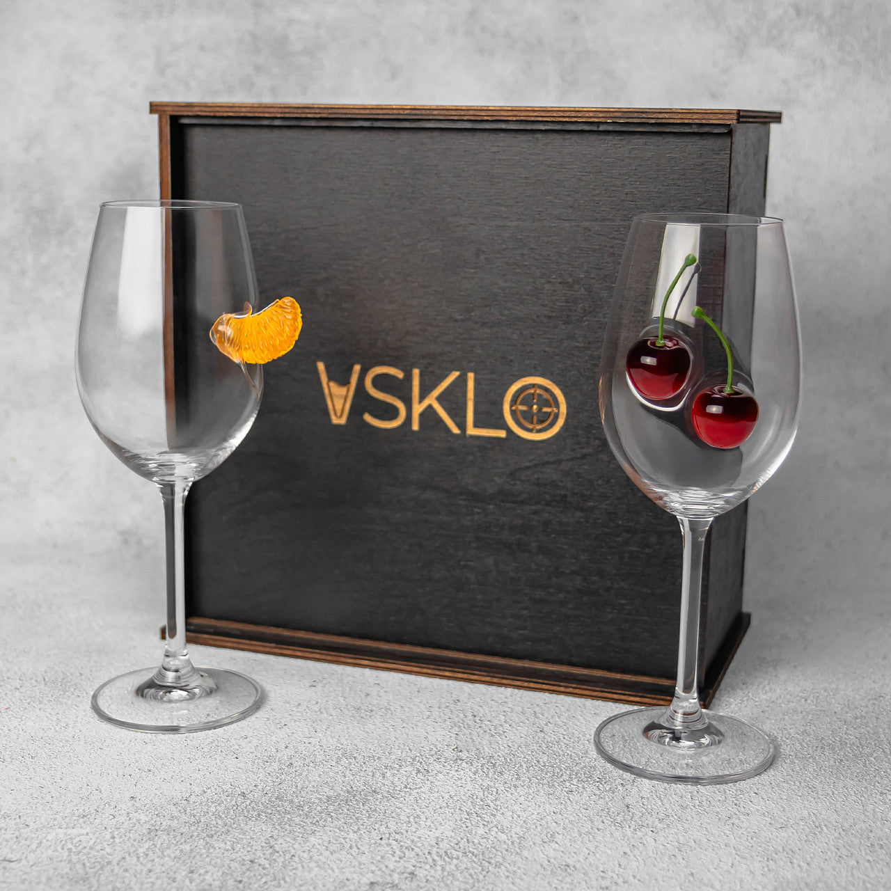 Set of 2 Wine Glasses (cherry+mandarin) | VSKLO #3453