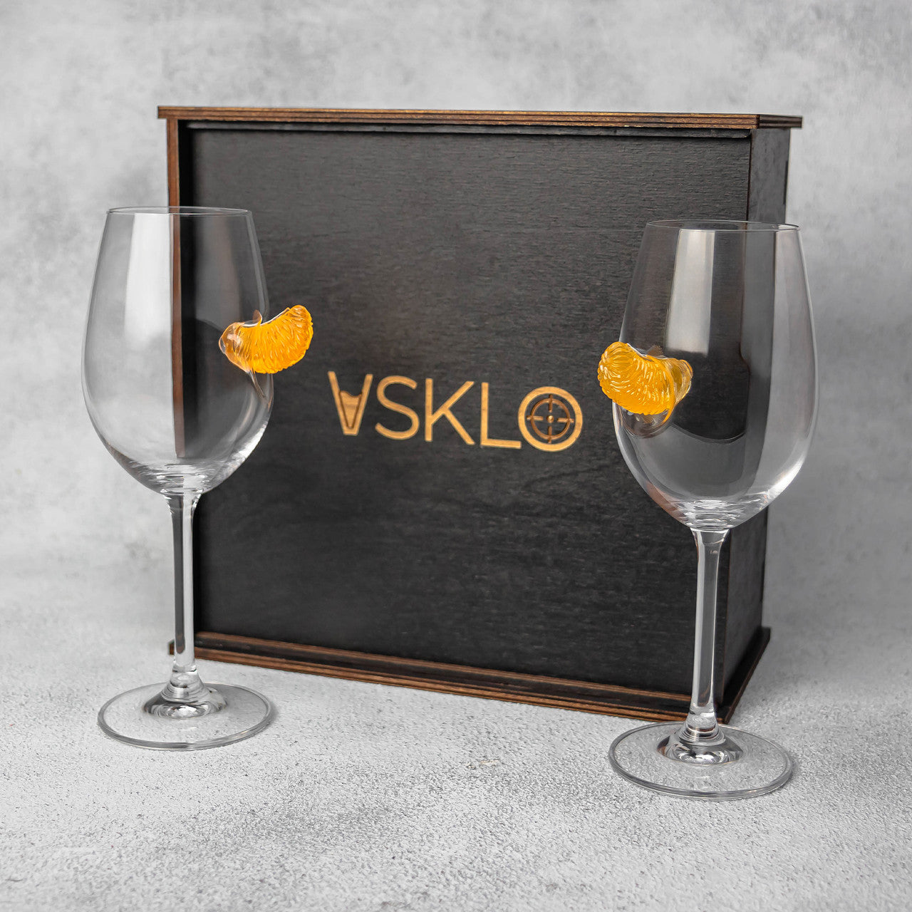 Set of 2 Wine Glasses (with Mandarin Inserts) | VSKLO #5021