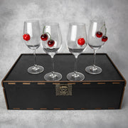 Set of 4 Wine Glasses (pomegranate+cherry) | VSKLO #2495