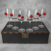Set of 6 Wine Glasses (cherry, strawberry, pomegranate) | VSKLO #2007