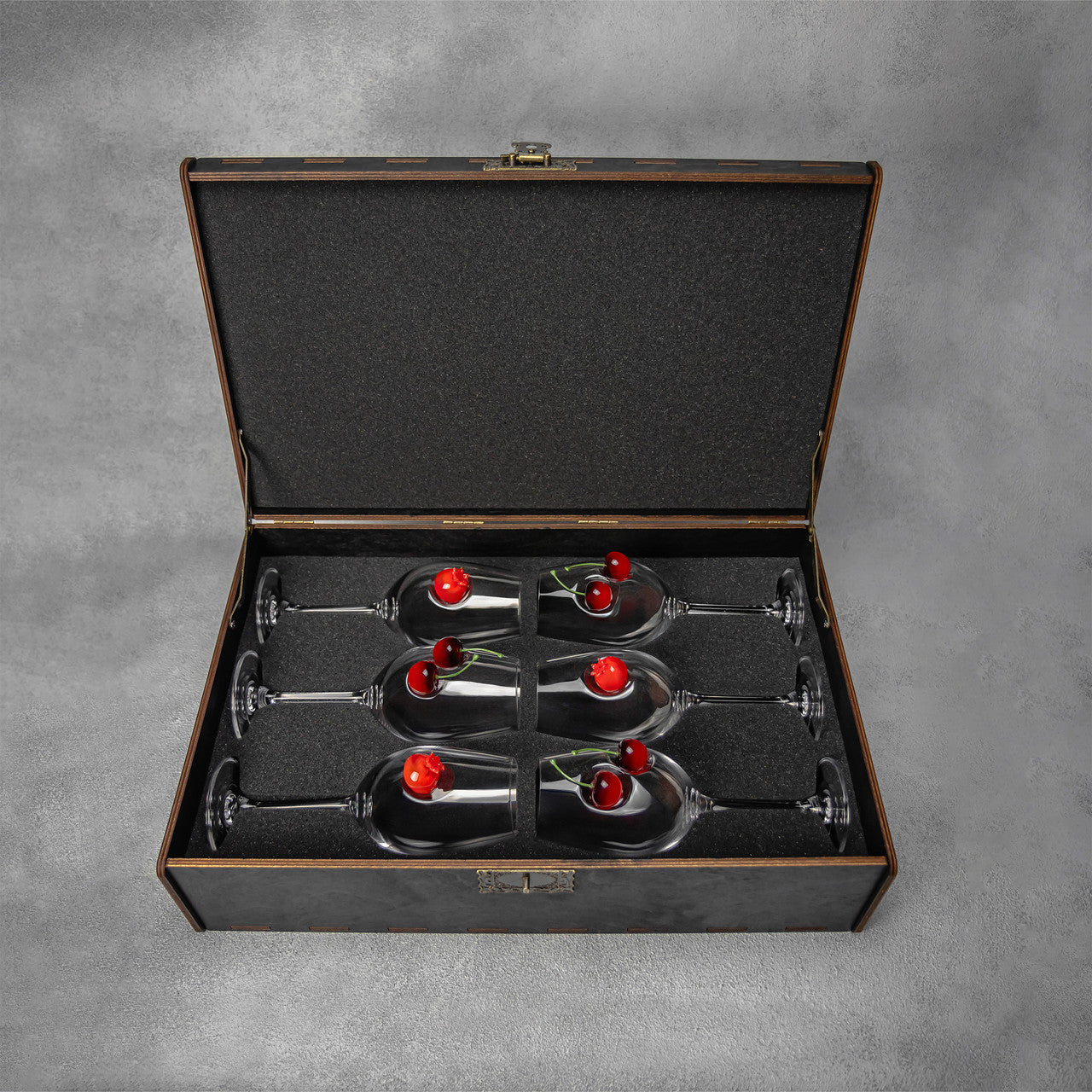 Set of 6 Wine Glasses (pomegranate+cherry) | VSKLO #2408