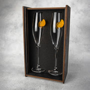 Set of 2 Glasses for champagne (with Mandarin Inserts) | VSKLO #2348