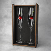 Set of 2 Glasses for champagne (with Cherry Inserts) | VSKLO #2342