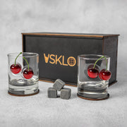 Набір на 2 склянки (з вишнями) від VSKLO — головне фото виробу, фото 1, артикул 10683