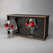 Glass Set for cognac and brendi 265 ml. with cherry inserts | VSKLO #4642