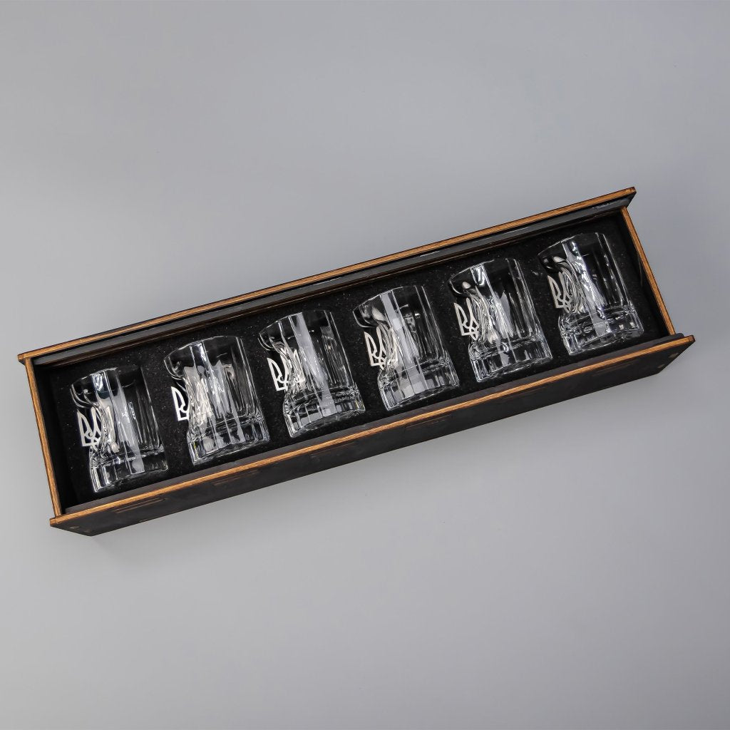 Faceted Crystal Shot Glass Set (with Coats of Arms) + Packaging | VSKLO #4072