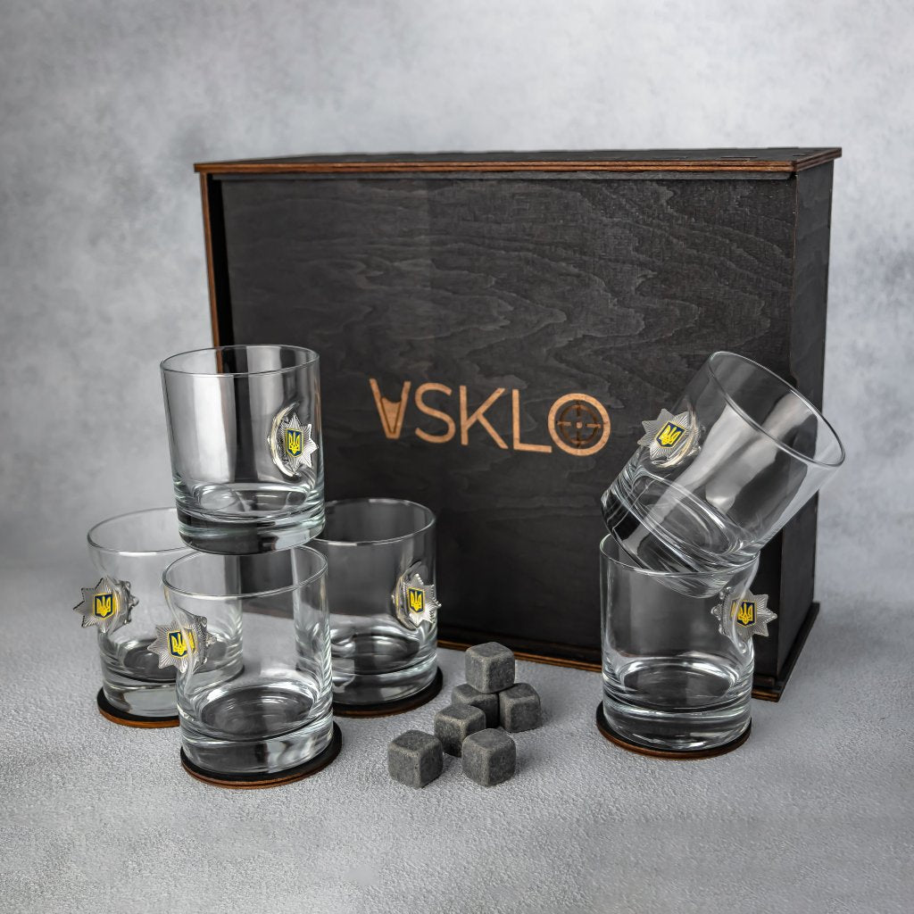 Набір на 6 склянок (Поліція) від VSKLO — головне фото виробу, фото 1, артикул 10501