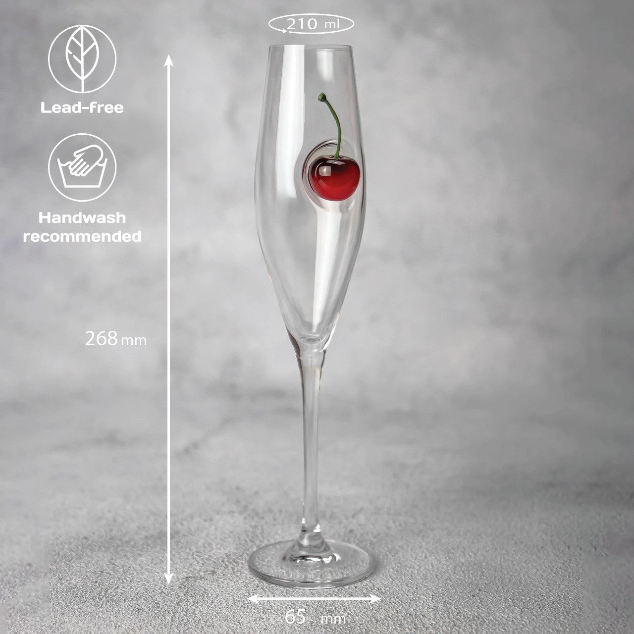 Set of 6 Champagne Glasses(with Cherry Inserts) by VSKLO — additional product photo, photo 7, SKU 10281