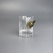Faceted Crystal Shot Glass (with a Grenade Insert)