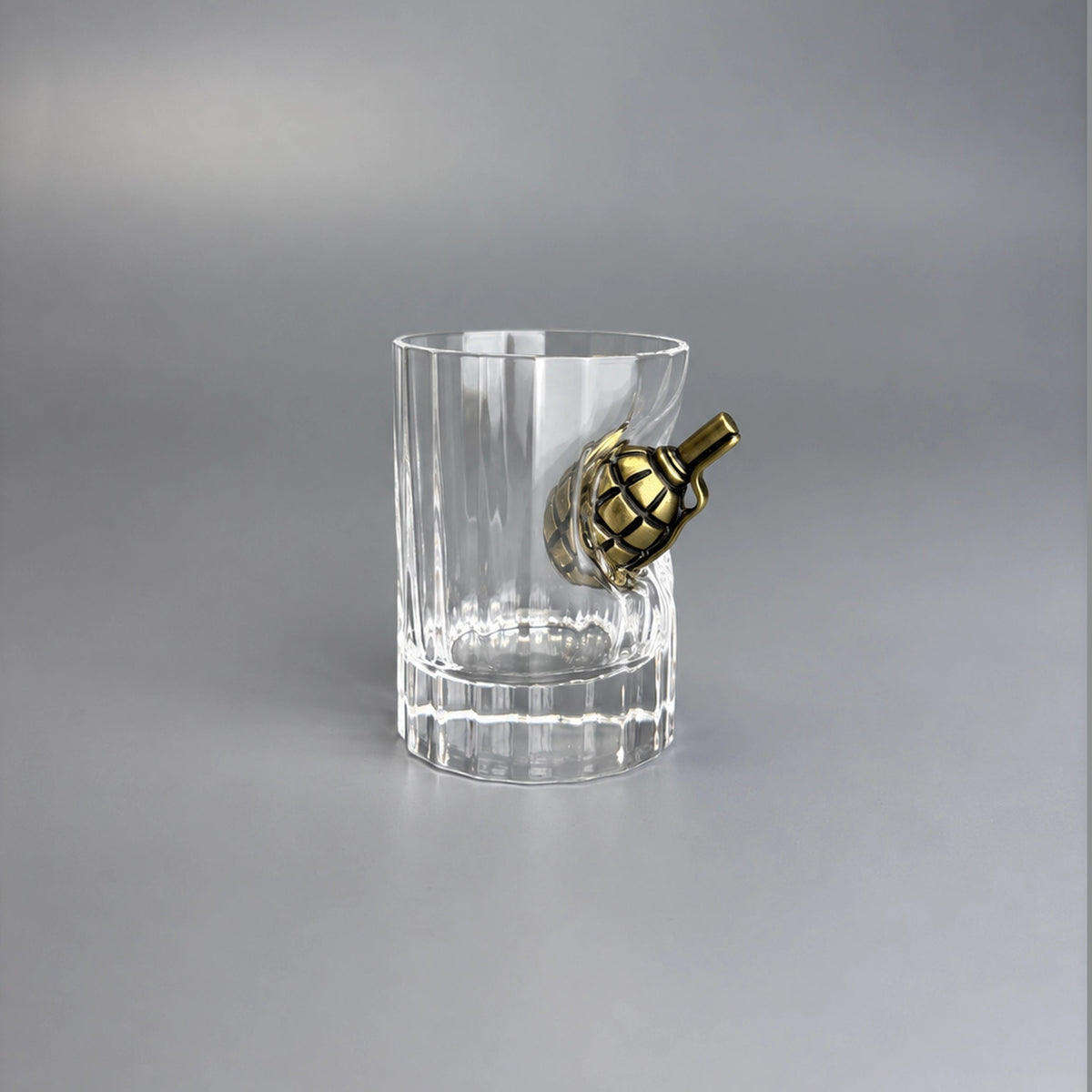 Faceted Crystal Shot Glass (with a Grenade Insert)
