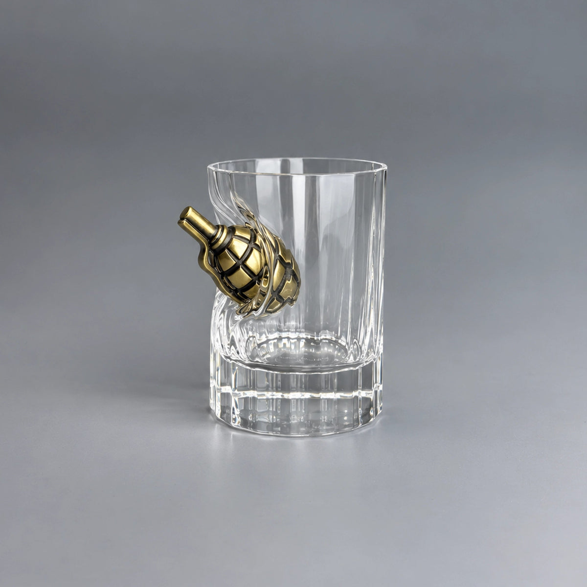 Faceted Crystal Shot Glass (with a Grenade Insert)