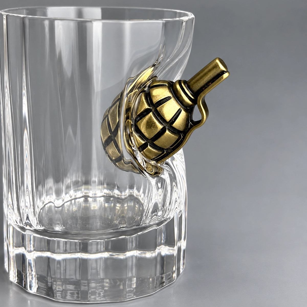 Faceted Crystal Shot Glass (with a Grenade Insert)