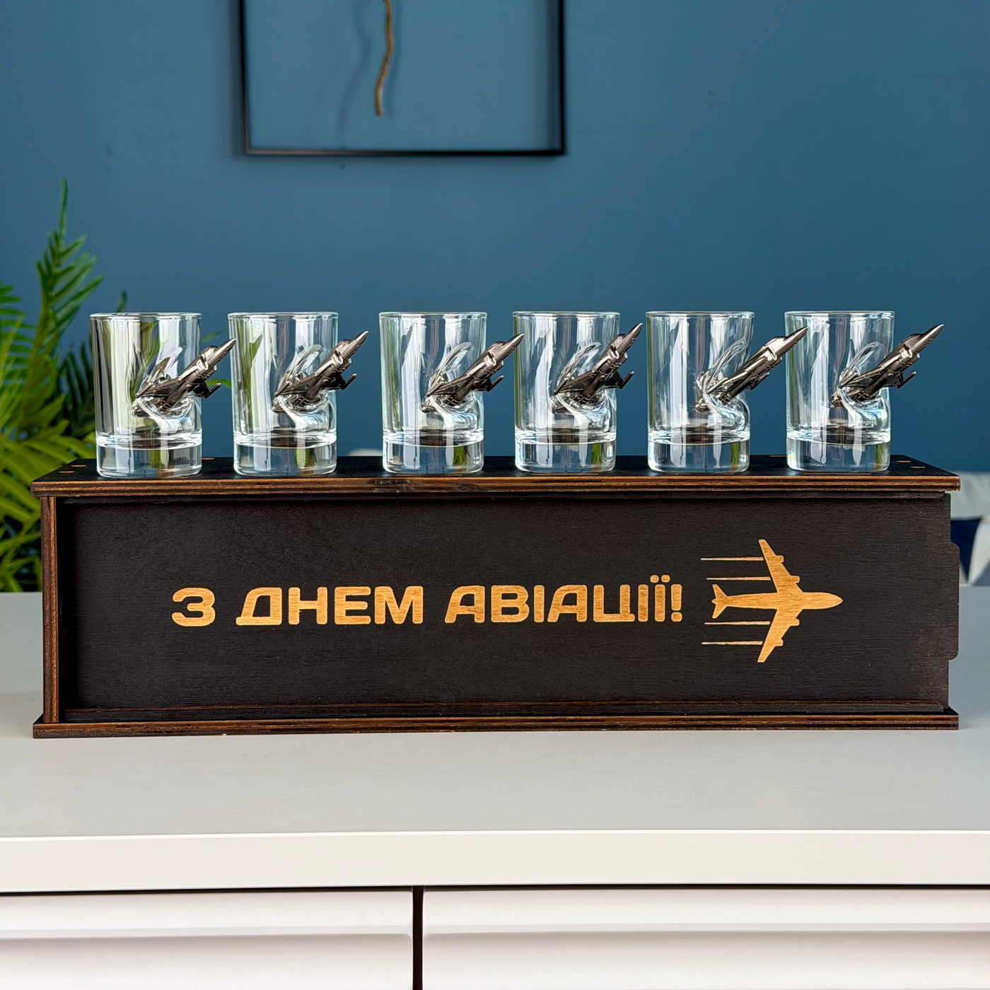 Набір чарок (літачки) в пакуванні + гравіювання