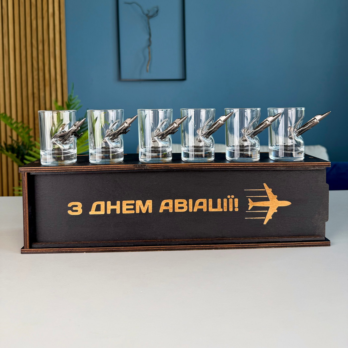 Набір чарок (літачки) в пакуванні + гравіювання