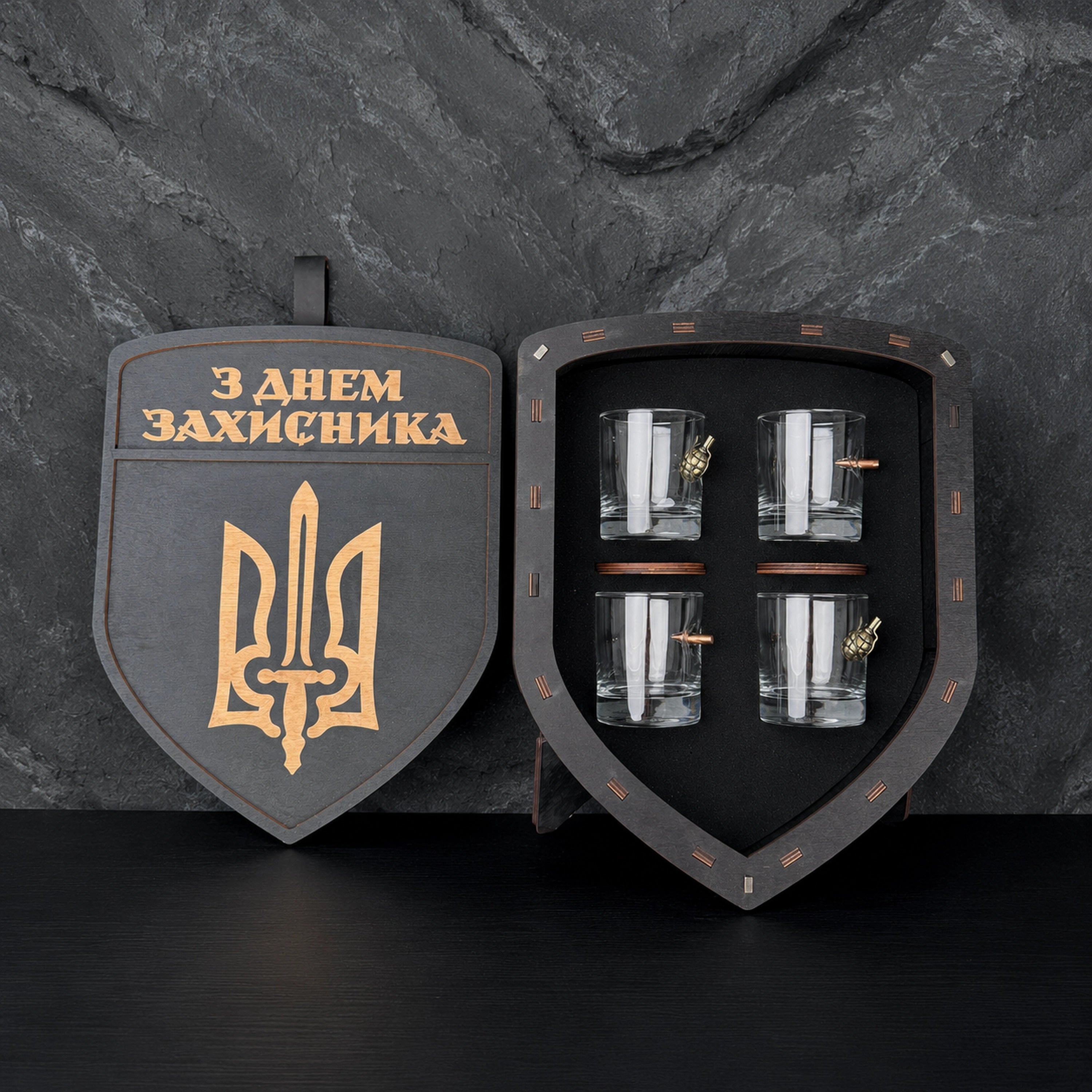 Набір Шеврон великий (склянки куля+лимонка) + гравіювання від VSKLO — фото 1, артикул 12248