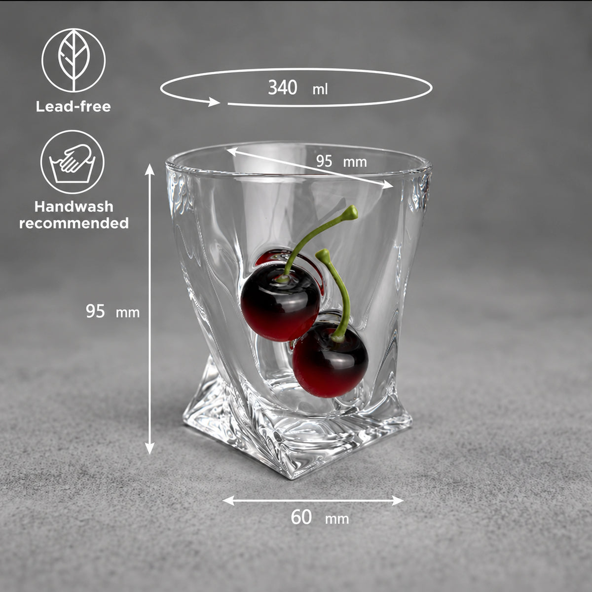 Kristall-Whiskyglas mit Kirsch-Einsatz — handgefertigtes Geschenk