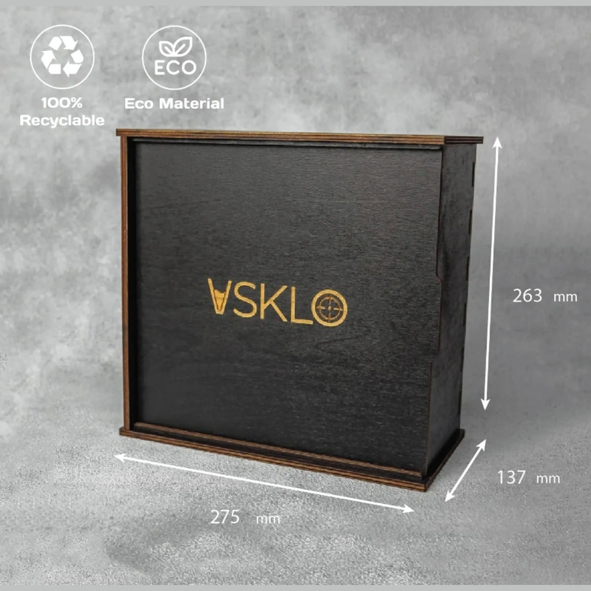 Розміри подарункової коробки VSKLO 275 × 263 × 137 мм