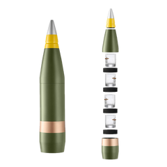 Replica Artillery Mini-Bar 155 mm — 4 Crystal Bullet Glasses