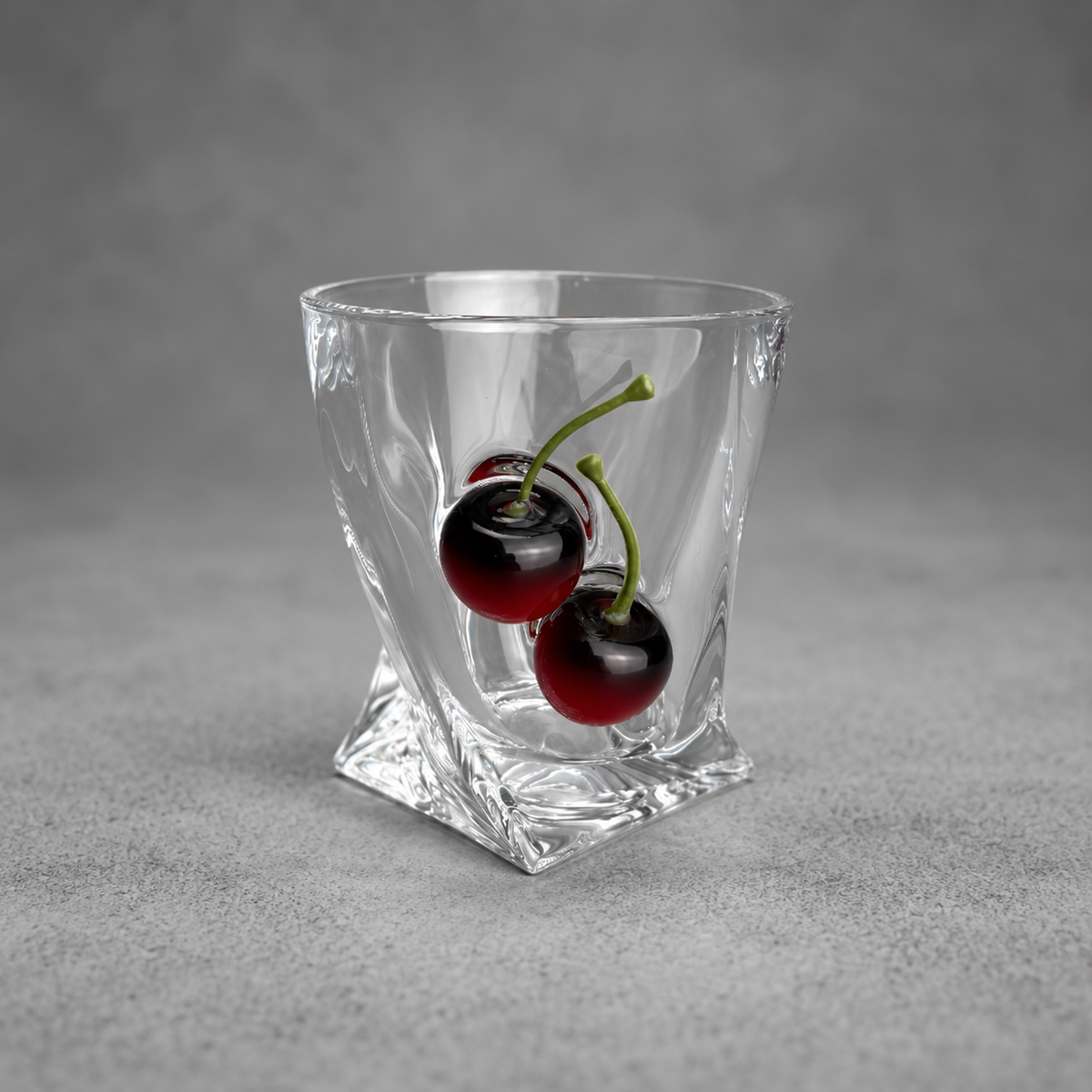 Crystal whiskey glass with cherry insert by VSKLO — handcrafted personalized gift