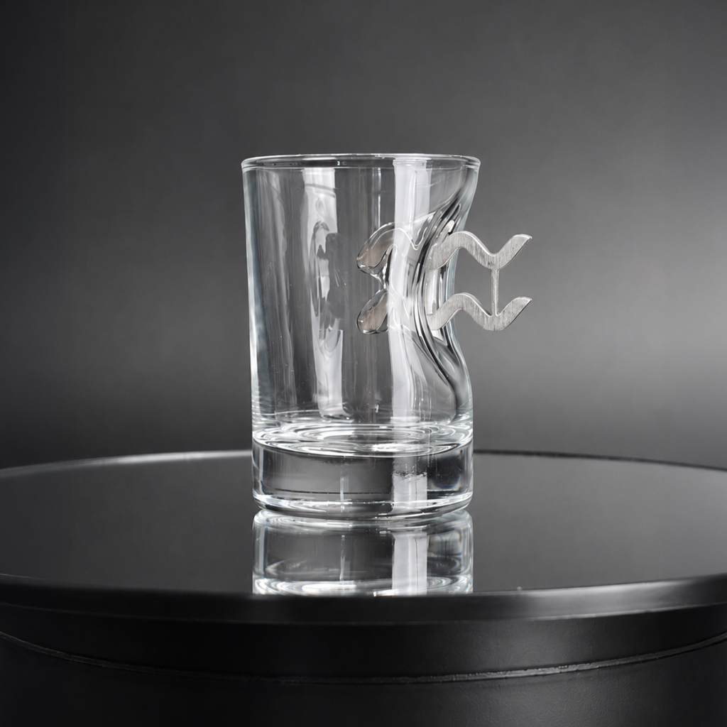 Shot Glass Set with znakom zodiaku vodolii on stand + packaging by VSKLO — side view of the product, photo 3, SKU 11285