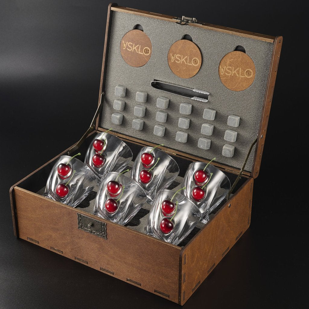 Set LEO 6 — crystal glasses (with Cherry Inserts) | VSKLO #194