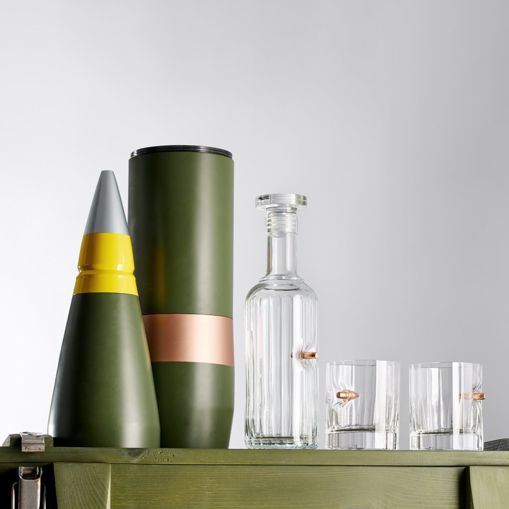 Набір Replica Artillery Mini-Bar 155 mm — кришталевий гранований графин та склянки (з кулями) від VSKLO — крупний план виробу, фото 4, артикул 10060