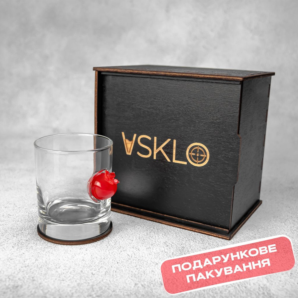 Склянка для віскі (з гранатом) від VSKLO — подарункова подача виробу, фото 5, артикул 10173