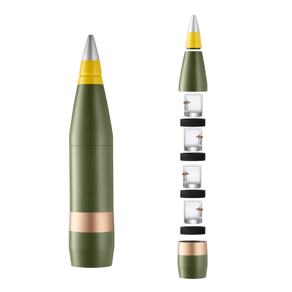 Set Replica Artillery Mini-Bar 155 mm — faceted crystal glasses (with Bullet Inserts) | VSKLO #33