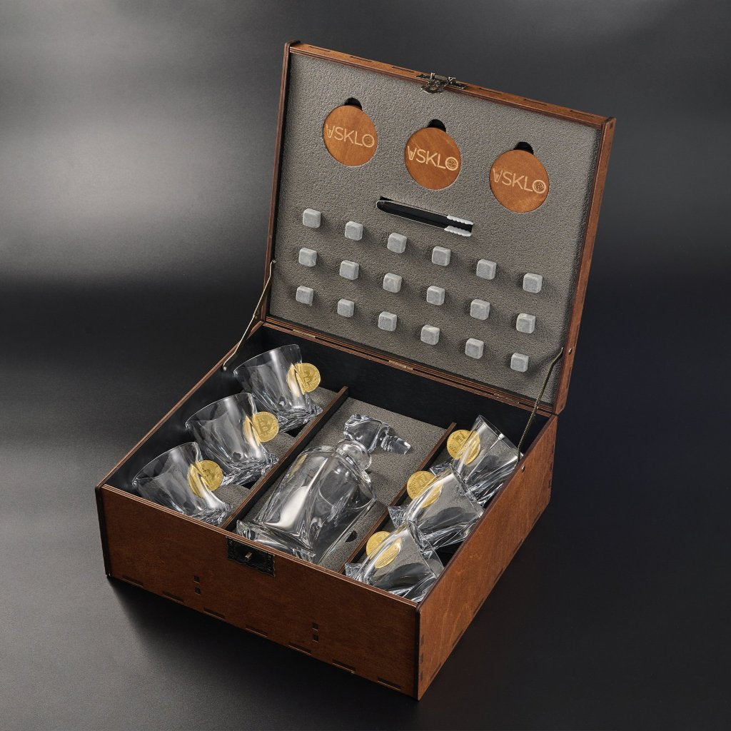 Set LEO 7 — crystal glasses (with a Bitcoin Insert) | VSKLO #1574