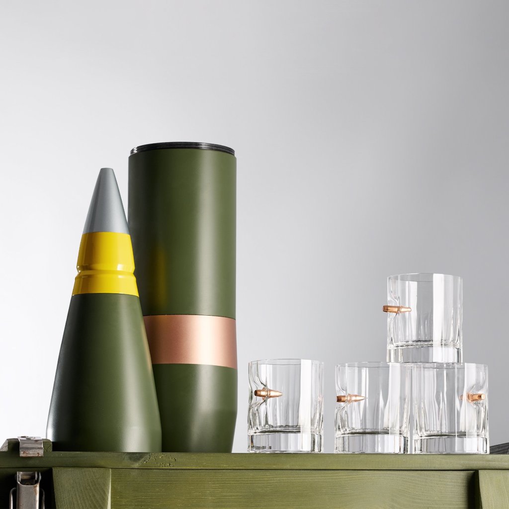 Набір Replica Artillery Mini-Bar 155 mm — кришталеві грановані склянки (з кулями) від VSKLO — крупний план виробу, фото 4, артикул 10061