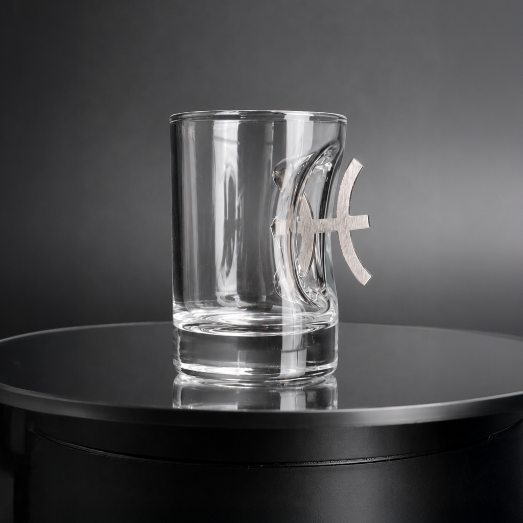 Shot Glass Set with znakom zodiaku ryby on stand + packaging by VSKLO — side view of the product, photo 3, SKU 11291