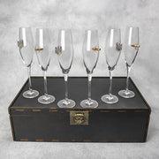 Set of 6 Glasses for champagne (Bullet Insert + Coat of Arms) | VSKLO #312