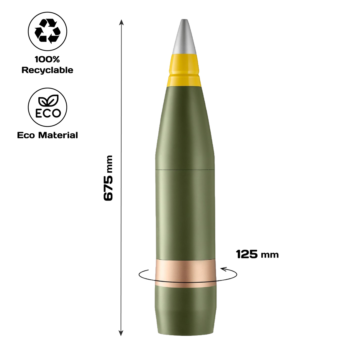 Replica Artillery Mini-Bar 155 mm — 4 Kristall Projektil Gläser