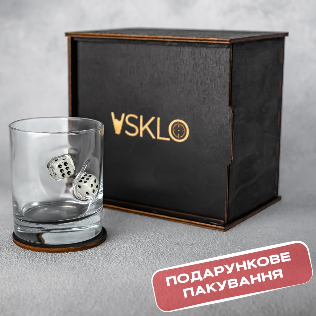 Склянка для віскі (з кубиком) від VSKLO — додаткове фото виробу, фото 7, артикул 10129