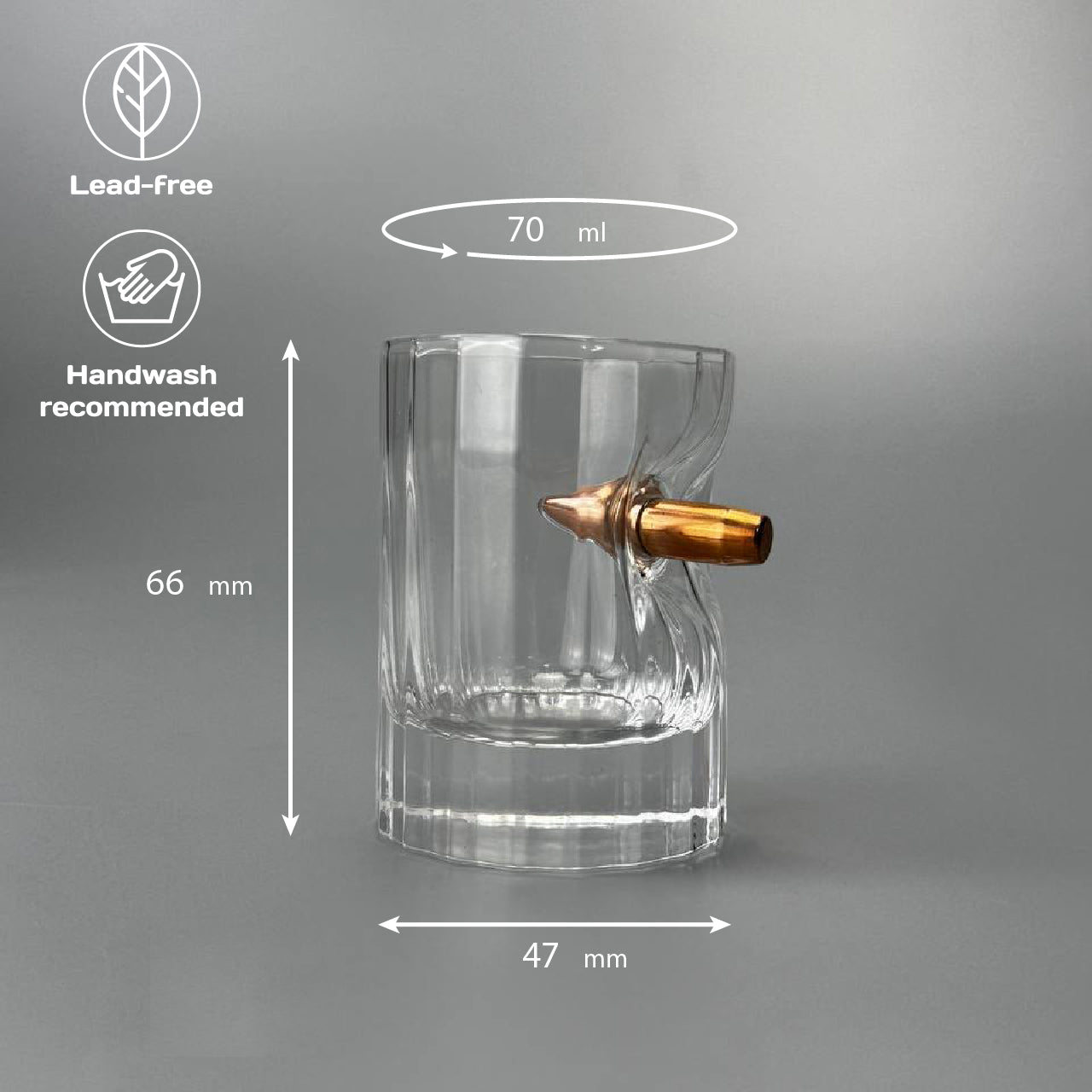 Faceted Crystal Shot Glass Set (with Bullet Inserts) + packaging by VSKLO — side view packaging, photo 3, SKU 10698