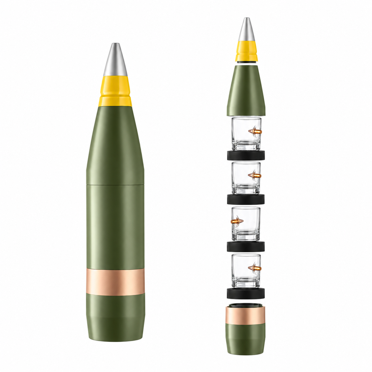 Подарунковий набір «Replica Artillery Mini-Bar 155 mm» — 4 склянки з кулями