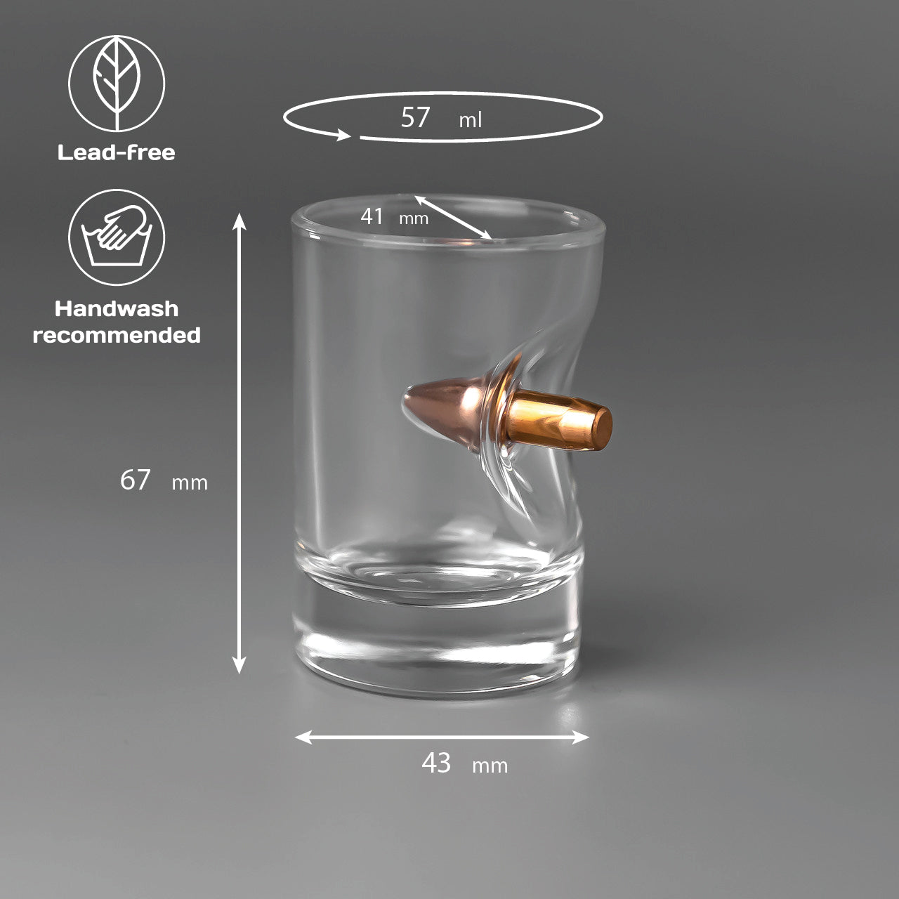 Shot Glass Set MIX on stand + packaging by VSKLO — premium glass gift with character, refined presentation, and custom engraving available.