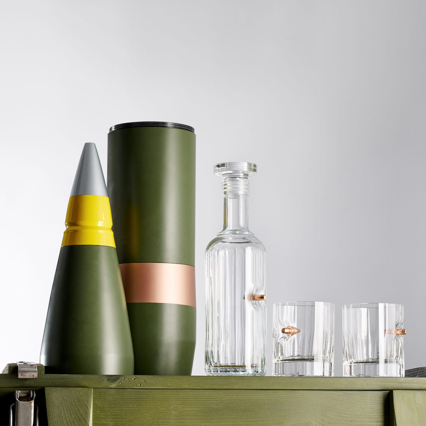 Replica Artillery Mini-Bar 155 mm з кришталевим графином і двома склянками VSKLO