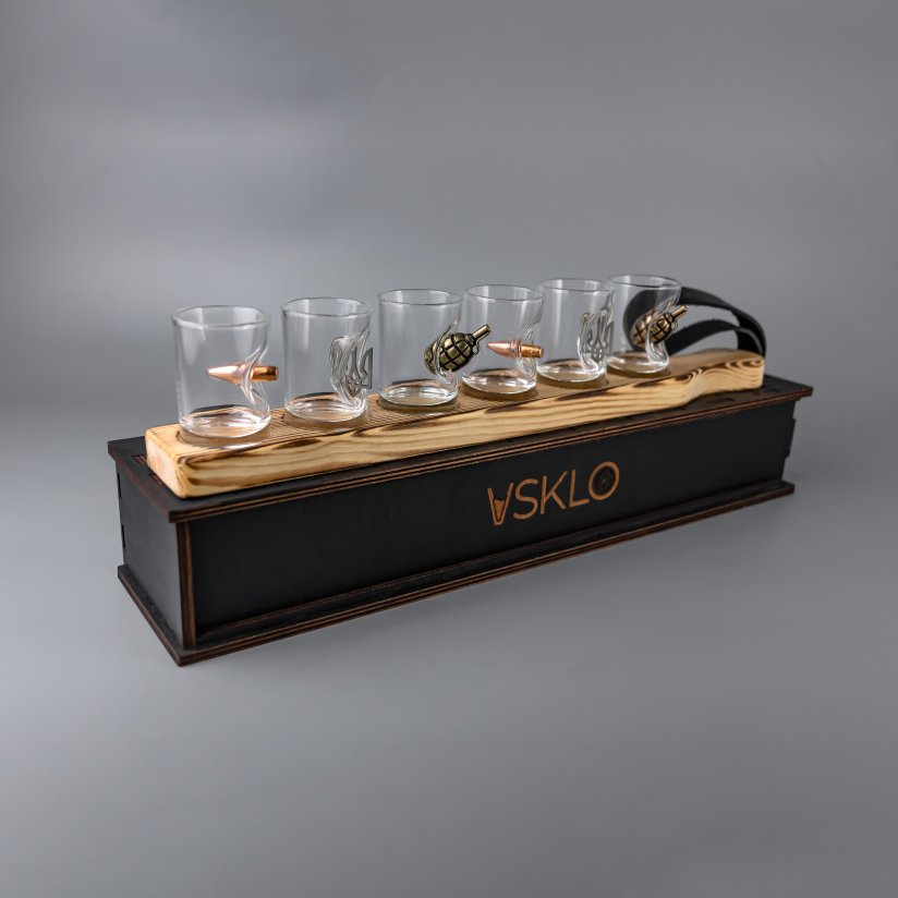 Shot Glass Set MIX on Stand + Packaging | VSKLO #1667