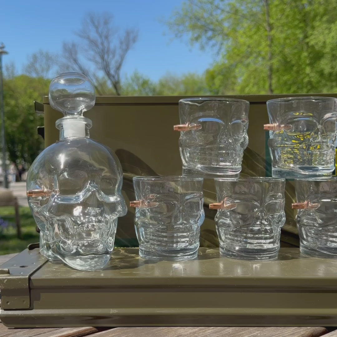 Large BK Set (Skull Decanter + Skull Glasses with Bullet Inserts)